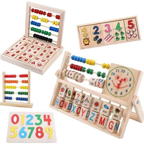 Multifunction Abacus Learning Stand Wooden Montessori Toys Counting Cognition Board Early Educational Math Toy For Children Gift