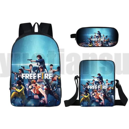 3D Game Free Fire Garena Backpack Men Zipper Rucksacks Notebook Shoulder Bag Schoolbag Pencil Case Women High Quality Travelbag
