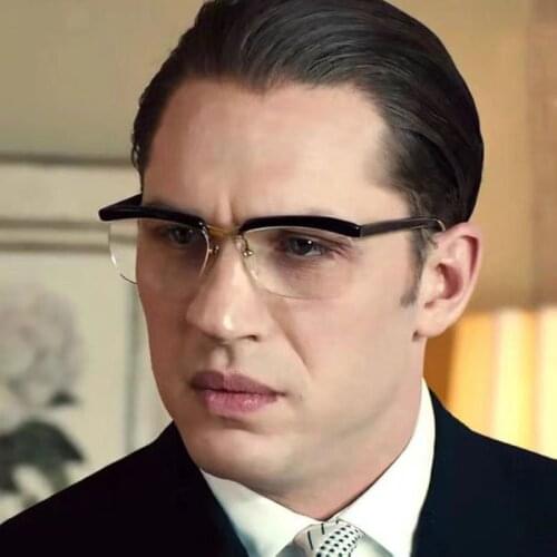 2021 New Fashion Anti Blue Ray Half Luxury Eyeglasses Cool Tom Hardy Legend Style Mens Elegant Plain Glasses 8755