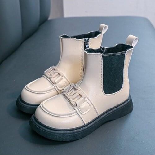 2021 New Children Boots Girls British Style Martin Boots Kids One-step Low-cut Short Boots Warm Non-slip Back To School Shoes