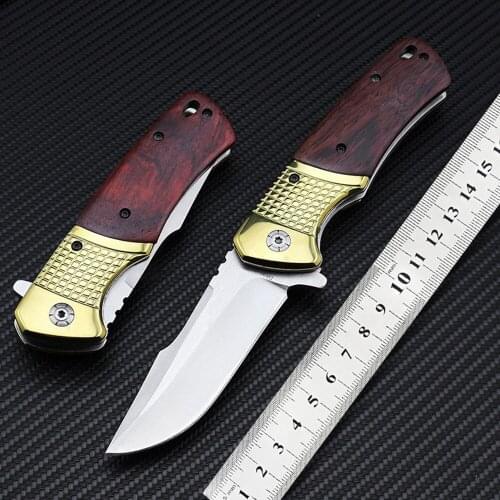 Hunting Folding Army Knife Camping Survival EDC Handmade Pocket Knives Tactical Outdoor Camping Tool Wood Handle