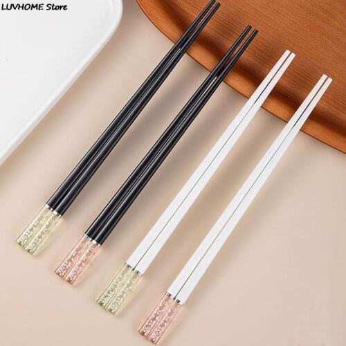 1Pair Amber Cherry Blossom Alloy Chopsticks Chinese Chopsticks Reusable Tableware