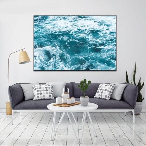Nordic Sea Waves Wall Art Canvas Painting Ocean Seascape Posters and Prints Decorative Picture Home Decor