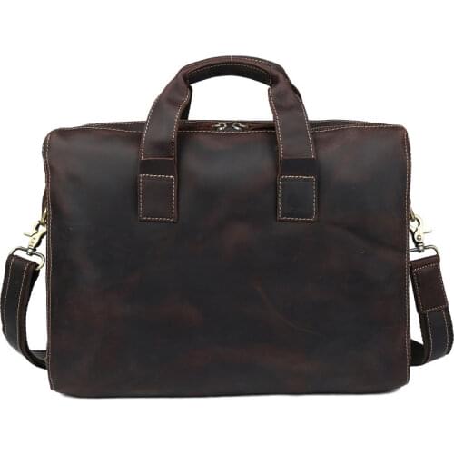 Luufan Hot Genuine Leather Briefcase Messenger Bag Mens 15.4'' Laptop Bag Mens Tote For Document Briefcases Office Business