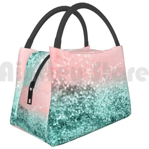 Portable Insulation Bag Summer Vibes Glitter #4 #Coral #Mint #Shiny #Decor #Art Color Bright Mint Cool Mint