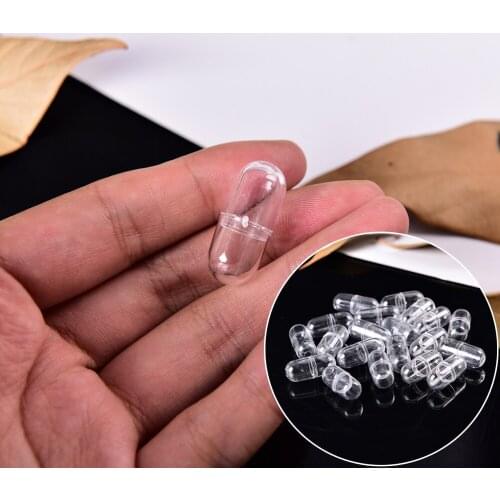 20Pcs/pack 10mm Plastic Pill Medicine Capsule Empty White Hollow Plastic Capsules Shell