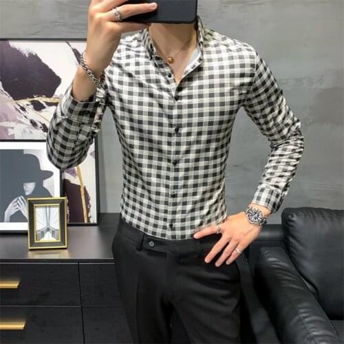 Autumn New Plaid Shirt Men Clothing Fashion 2020 Long Sleeve Men Office Shirts All Match Slim Fit Streetwear Casual Shirts Men