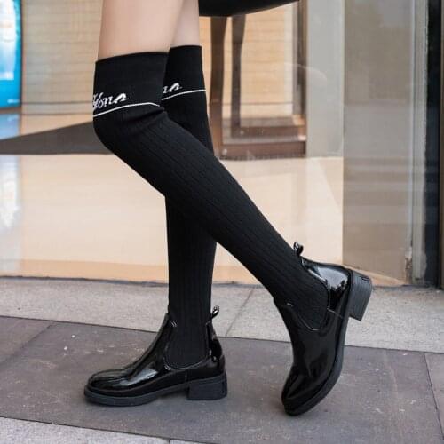 Elastic Thigh High Boots Women Shoes 2021 Sexy Socks Slim Long Over The Knee Boots Women Fashion Black Women High Boots Size 47