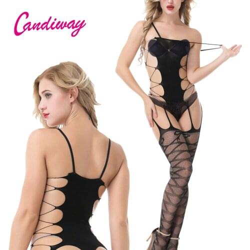 Sexy Lingerie Fishnet Passion open Crotch sleeveless interior erotica Lace mesh pantyhose Hourglass Suspender Bodystocking