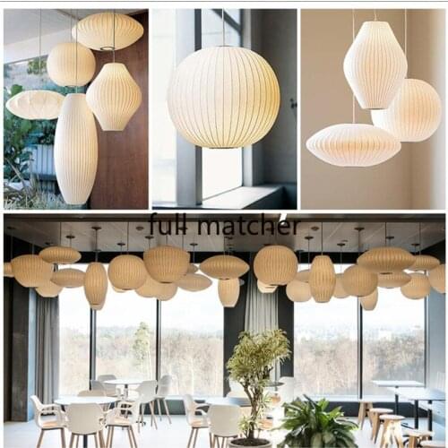 Modern Silk Pendant Lamp Simplistic Suspension Lighting Living Room Bedroom Hotel Hall Cafe Japan Style Hanging Light 8 Patterns