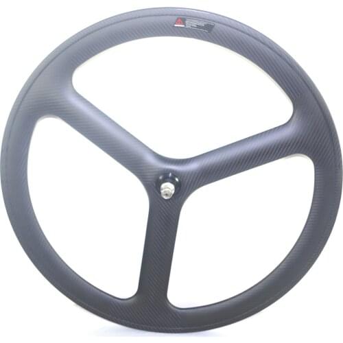 Timetec 700c Fixed Gear Track Carbon Tri Spoke Wheels 24mm Width Clincher/Tubular 50mm Profile 3K
