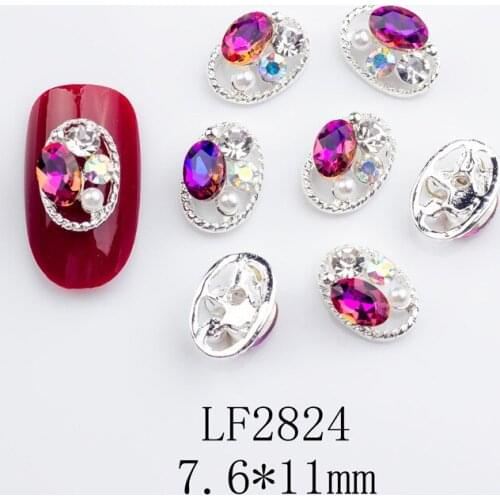 New 10pcs Colours Charm Alloy Pearl Diamonds 3D Nail Art Decorations Shiny Crystal Jewelry Manicure DIY Accessory