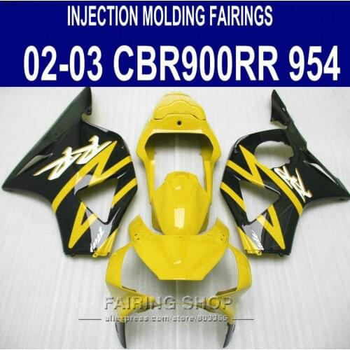 Yellow full parts For HONDA cbr954rr 03 02 fairing kit cbr900rr 954 2003 2002 ( 100%fit ) Fairings C67