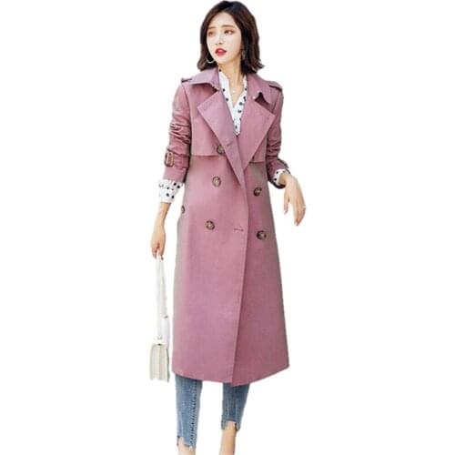 Womens clothes spring and autumn double breasted long trench coat women fashion