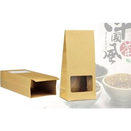10*23.5*5cm Kraft Paper Stand Up Gift Bag with Square Window Nuts/Tea/Cake/Cookies/Coffee Packaging Bags