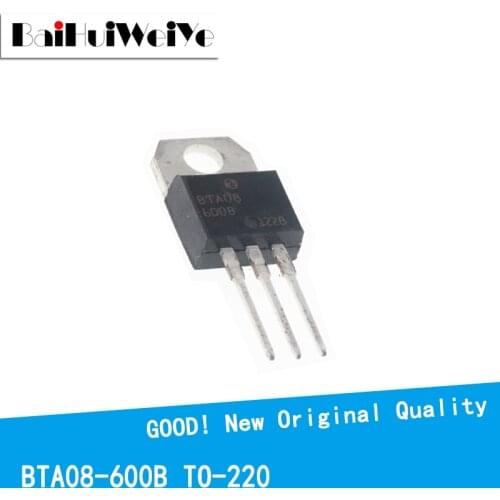 10PCS/LOT BTA08-600B BTA08600B BTA08 BTA08-600 8A600V TO-220 New and Original IC Chipset MOSFET MOSFT TO220