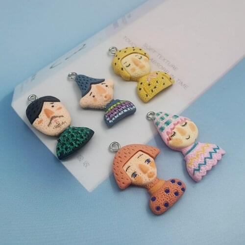 10pcs Funny Graffiti Portrait Girl Resin Charms For Earring Findings 3D Phone Case Necklace DIY Decoration Jewelry Making C459