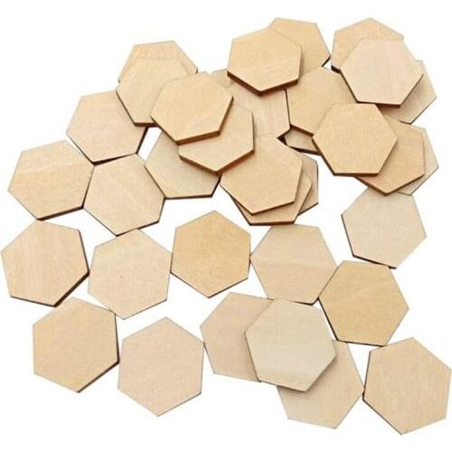100 Wooden Pieces Hexagon Wood Shape Beech Wood for DIY Arts Craft Project Ready to Paint or Decorate(25mm)