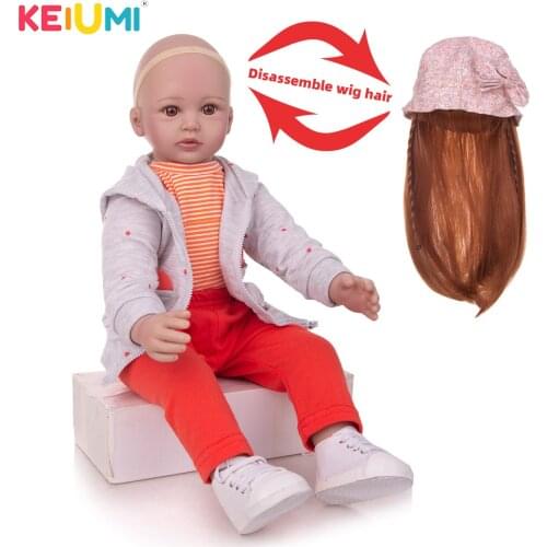 24 Inch Disassemble Cap Wig Reborn Baby Doll DIY Hair Style Princess Toy Toddler Boneca Bebe Doll Toys For Mothers Day Gift