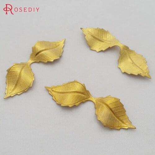 29442)20PCS 43x14MM Not plated color Brass Decorative Leaves Diy Jewelry Findings Accessories Wholesale