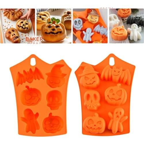3D Cake Mold Halloween Broom Pumpkin Frog Witch Silicone Fondant Soap Cupcake Candy Chocolate Decoration Baking Tool Christmas