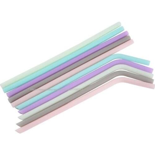 500pcs Silicone Drinking Straw Multi-color Reusable Straws Folded Bent Straight Home Bar Accessory tube