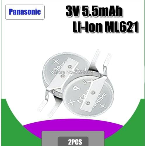 2PCS Panasonic ML621 naked battery 3V rechargeable button battery can replace MS621 Electronic device memory backup power supply