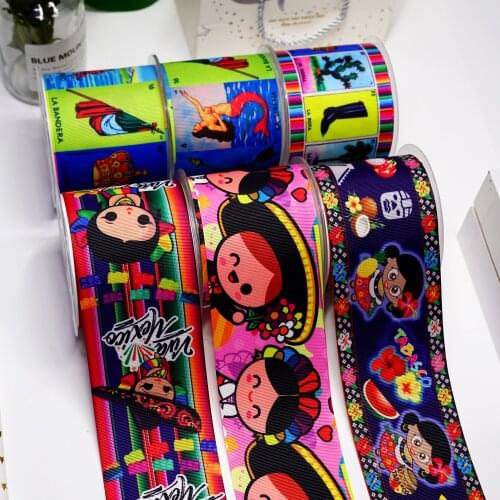 DIY Cartoon Mexican Style Printed Grosgrain Ribbon For Craft Supplies Sewing Accessories 5 Yards. 27974