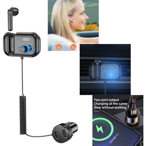 Bluetooth Car Charger FM Transmitter Wireless Hands-free MP3 Music Player with Digital Display Dual USB Port