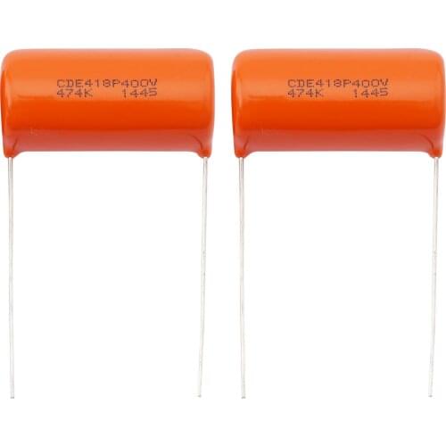 CDE Sprague Orange Drop Capacitors Tone Caps .47uF 418P 474K 400V for Guitar or Bass (Set of 2)