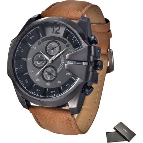 Big Brand XINEW Watch Mens Fashion Leather Band Army Gifts Designer Vintage Watches Reloj Hombre Montre Homme Relogio Masculino