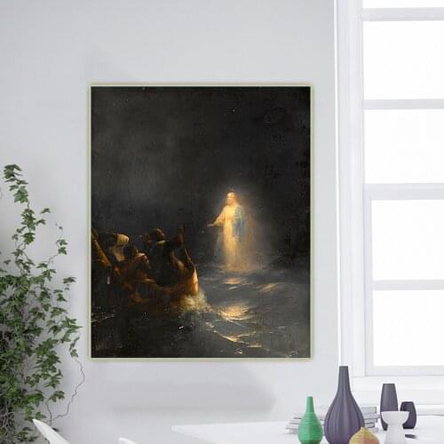Citon Ivan Aivazovsky《Jesus Walks on Water》Canvas Art Oil Painting Artwork Poster Picture Wall Decor Home Living room Decoration