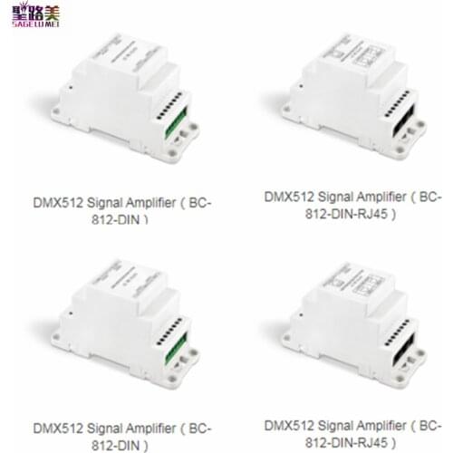 DC12V-24V DIN Rail DMX512 Signal Amplifier 1990 Signal Splitter BC-812-DIN / BC-812-DIN-RJ45 For Digital lighting control system