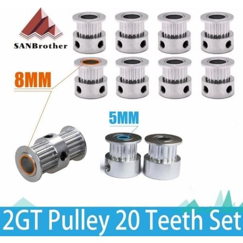 3D Printer Parts UM2 Ultimaker2 2GT 6mm Belt Pulley 20 Teeth Bore 8mm + GT2 20 Tooth Bore 5mm+Double Side Gear 20 Teeth Bore 8mm