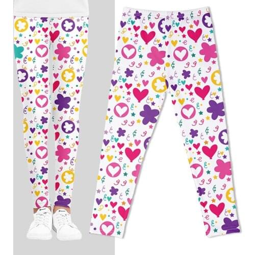 Kids Girls Leggings Spring Summer Cartoon Unicorn Flower Printed Tights for Children Girls Elastic Trousers Casual Pencil Pants