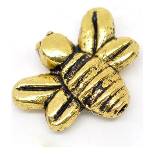 DoreenBeads Zinc metal alloy Spacer Beads Bees golden Tone Color Plated About 14mm(4/8")x 12mm(4/8"),Hole:Approx 1mm,9 PCs