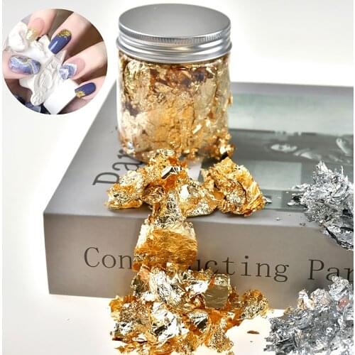 Foil Paper Gilding DIY Nail Flake Decor Imitation Foil Confetti Art Craft Paper Leaf Leaves Sheets Bulk gold flakes Art Decor
