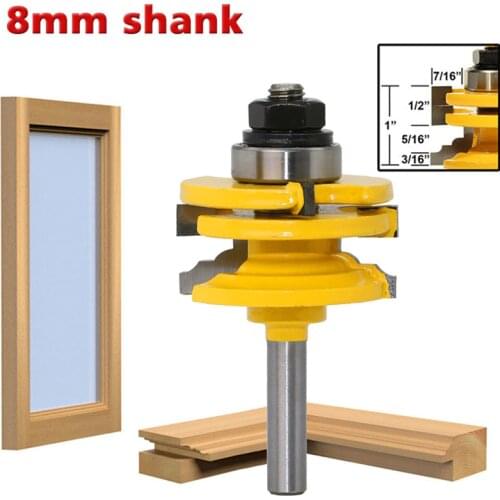 8mm Shank Milling Cutter Wood Cutters Reversible Door Window Tenon Joint Knife Trimming Milling Cutters Woodwork Cutting Tool
