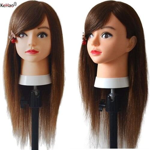 Maniquin Head With 100% Human Hai For Learner Hairdressers Practice Paint Dye Bleach Curl Iron Braid Cut Hair Trainin Doll Head