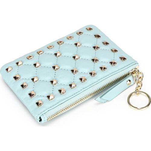 HOT SALE! Female Wallets Bag 2021New Rivet Fashion Clutch Bags For Women Genuine Leather Purses Coin Card Holder Girls Handbags