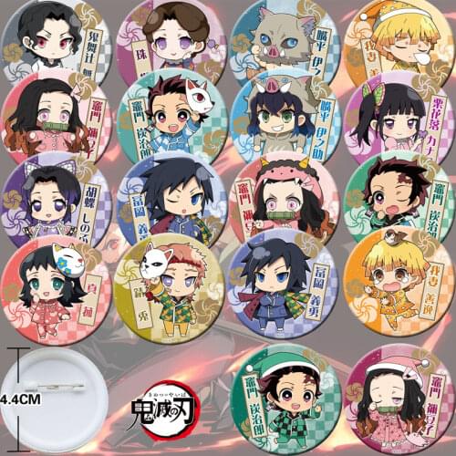 Demon Slayer Kimetsu No Yaiba Nezuko Bedge Tanjirou Zenitsu Backpack Badge Button Anime Brooch Pin Souvenir Cosplay Prop 1Set