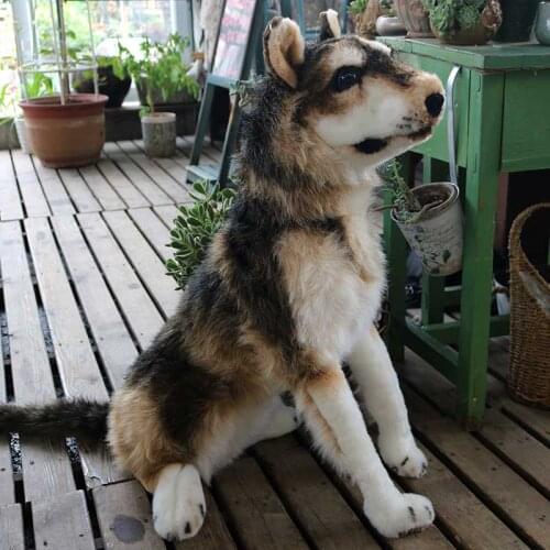 Simulation animal wolf plush toy sled dog realistic husky Doll creative deco for children girl Xmas birthday gift 74cm DY50771