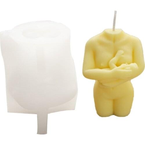 Curvy Figure 3D Female Moulds Nude Women Silicone Mold Holding Babies Children, Homemade Scented Candles and Plaster DIY A5KE