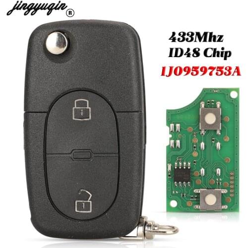 Jingyuqin 1J0959753A 2 Buttons Remote Flip Car Key Cover Key Transmitter Shell For VW Volkswagen Passat Golf MK4 1J0 959 753 A