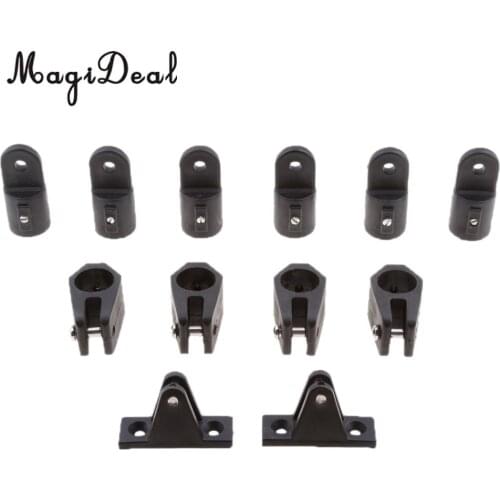 MagiDeal 12pcs Boat Nylon Fittings Hardware Set 7/8' Black For 3 Bow Bimini Top for Kayak Canoe Boat Dinghy Yacht Accessorires