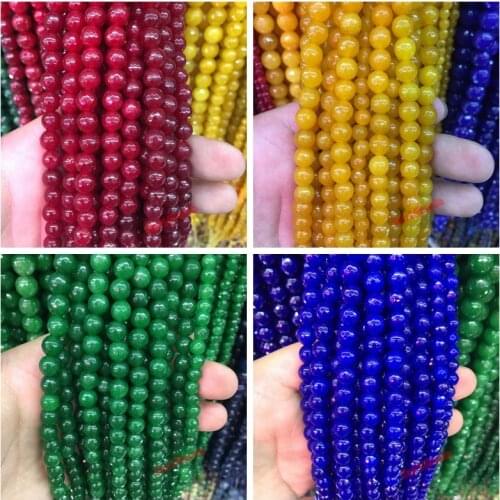 Factory price Natural Stone Faceted Red Green Blue Jadee Round Loose Beads 16" strand 6 8 10 12MM Pick Size For Jewelry Making