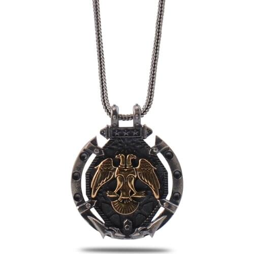 Double Headed Eagle Handmade Pendant 925 Sterling Silver Chain Necklace Special Gift for Women and for Men