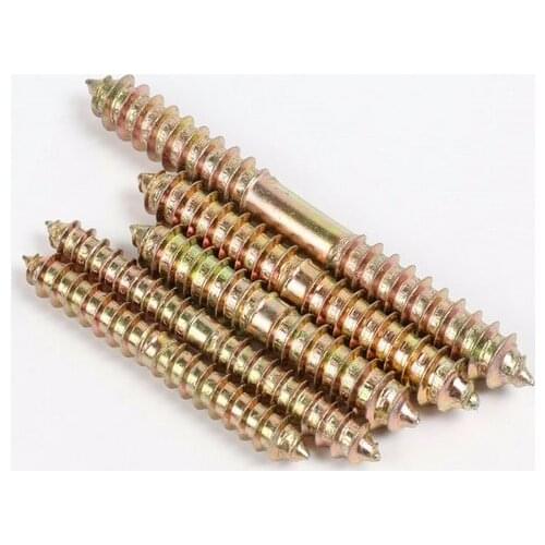 M6x60 Furniture Double thread bolt self tapping wood stair Screw staircase stairway sofa dining-table wood chair fastener