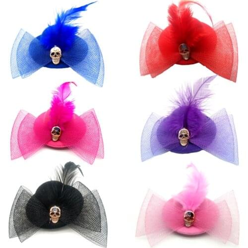 Pet Grooming Mini Hat Hair Accessories Cute Hair Hat Caps Clips Princess Style Design Dog Hair Yarn Feather Flowers