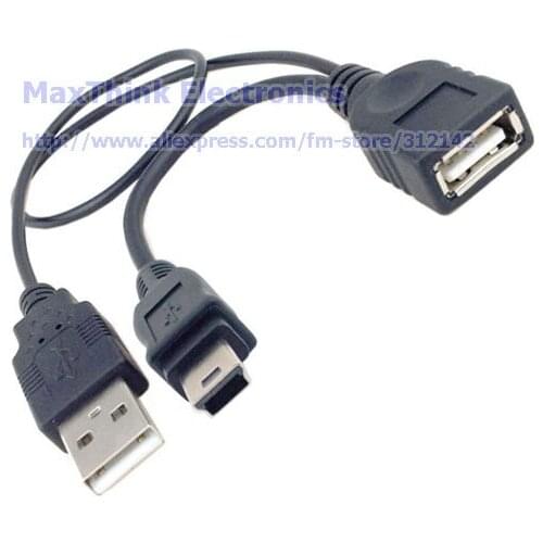 Mini USB 5Pin to USB Female Host OTG Cable With USB Power Connector Adapter for Tablet MP4 phone,10pcs , Free shipping